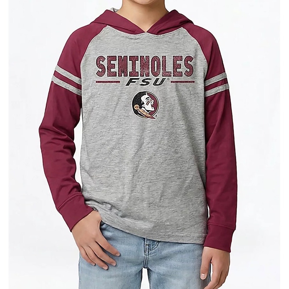Wes & Willy FSU Seminoles Hoodie Boys Large Gray Garnet NWT Raglan Tee